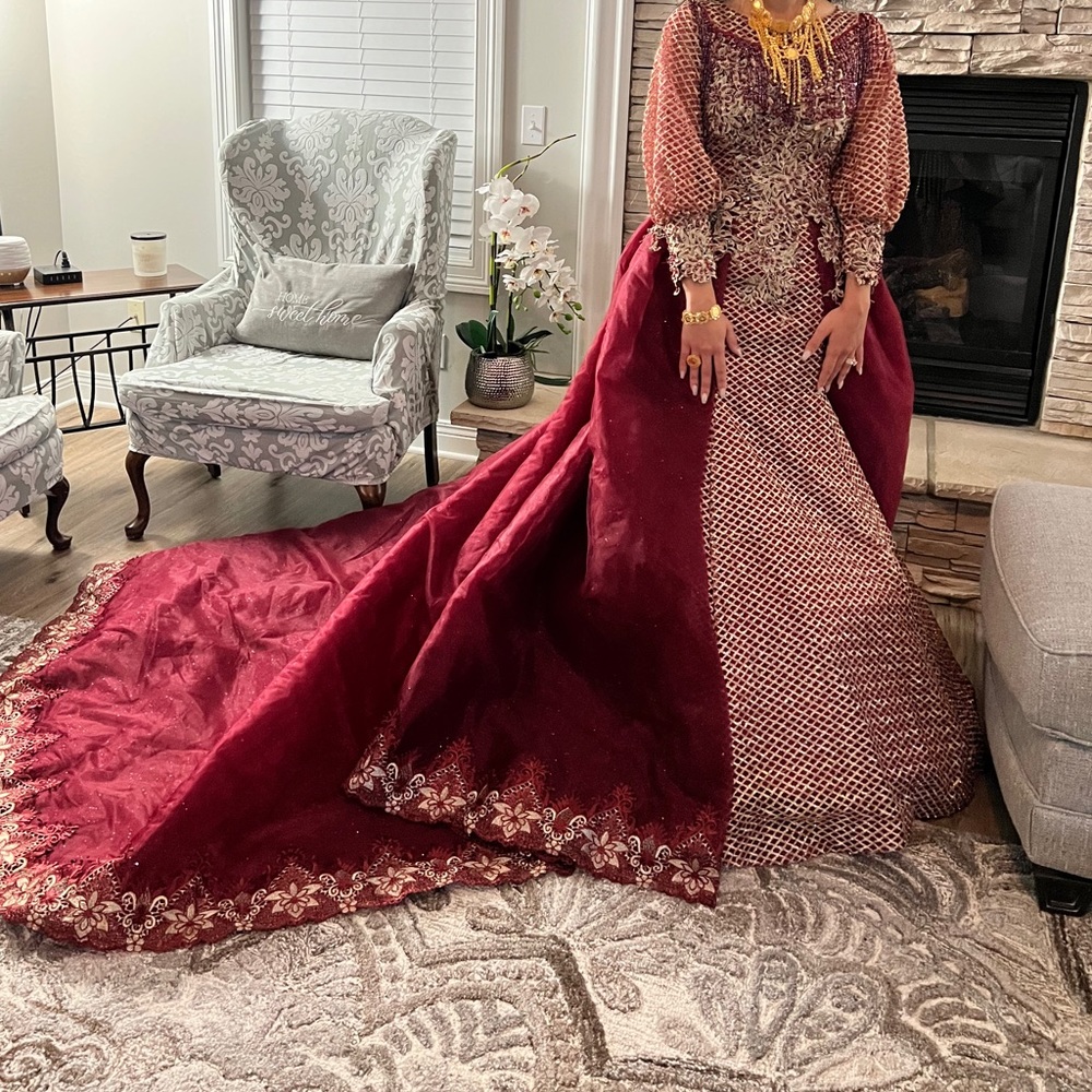 Burgundy and Gold Gown